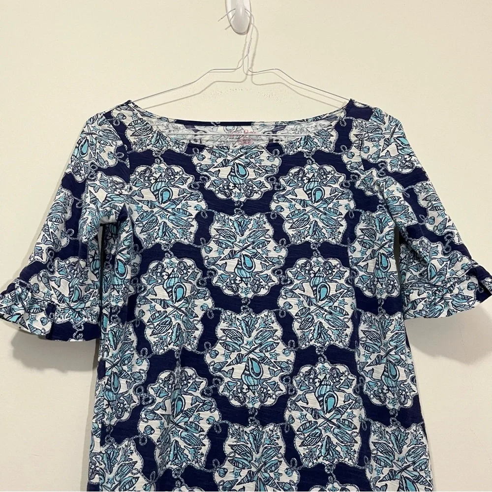 Lilly Pulitzer Tunic Dress XS Hey Sailor Mermaid Print Shift Seashells Nautical